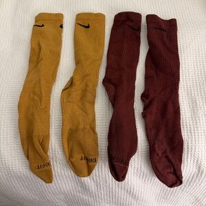 Nike Mustard and Burgundy Crew Socks